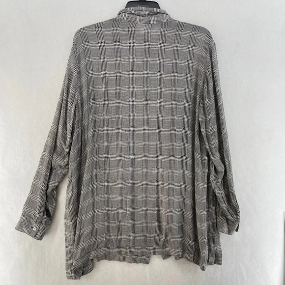 J.Jill Button-Up Shirt Women's Sz LP Black Houndstooth Tunic Collared Relaxed - Picture 2 of 8
